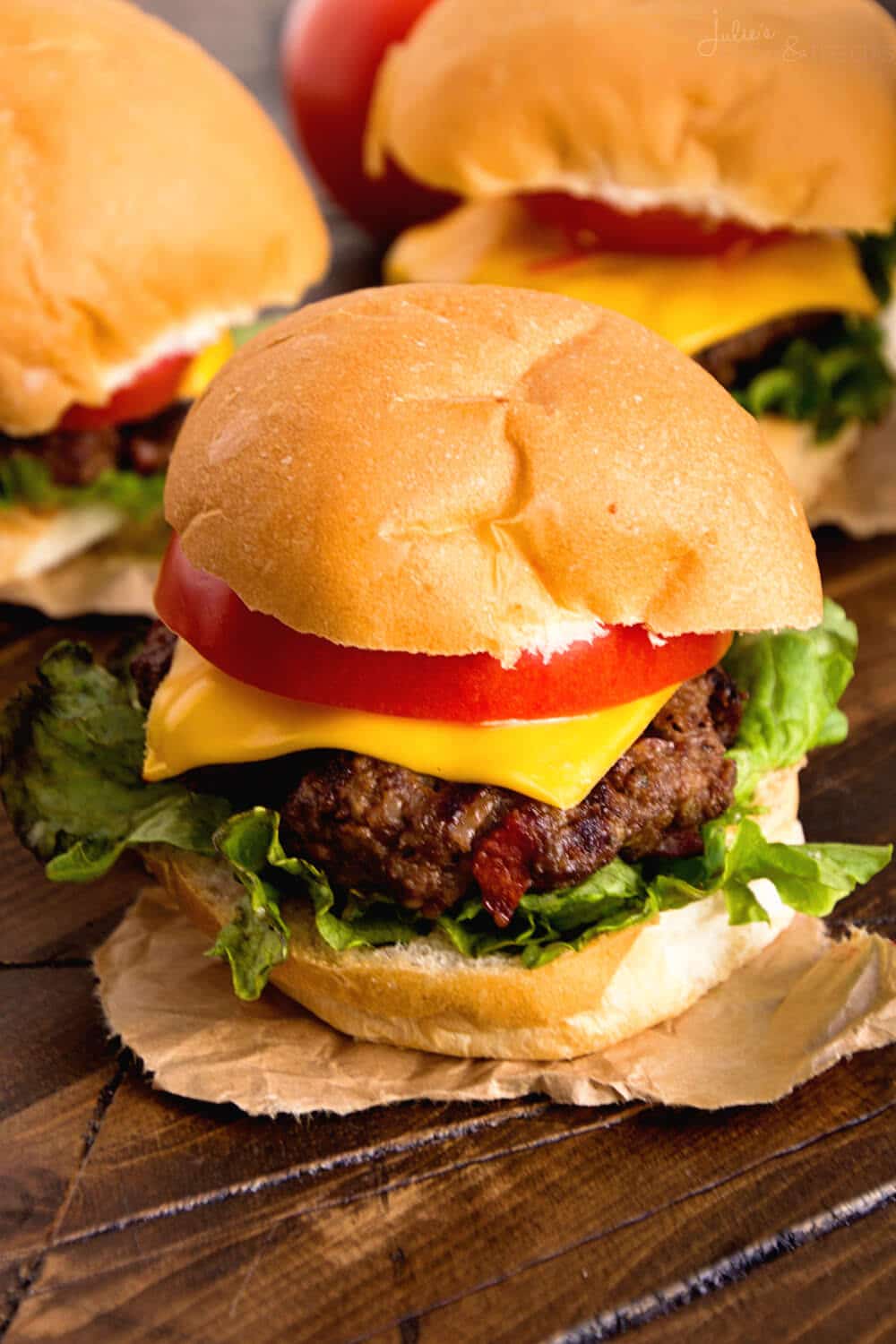 Whiskey Bacon Cheddar Burger - Julies Eats & Treats ®