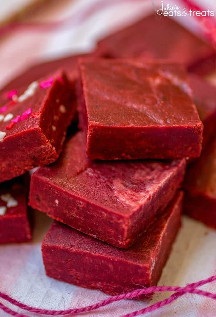 Red Velvet Fudge - Microwave! - Julie's Eats & Treats