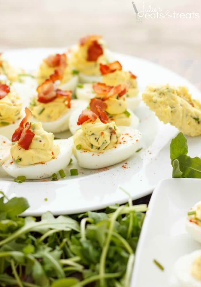 Sour Cream, Chive, and Bacon Deviled Eggs Recipe  Julies Eats  Treats