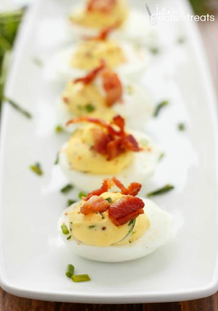 Sour Cream, Chive, and Bacon Deviled Eggs Recipe  Julies Eats  Treats