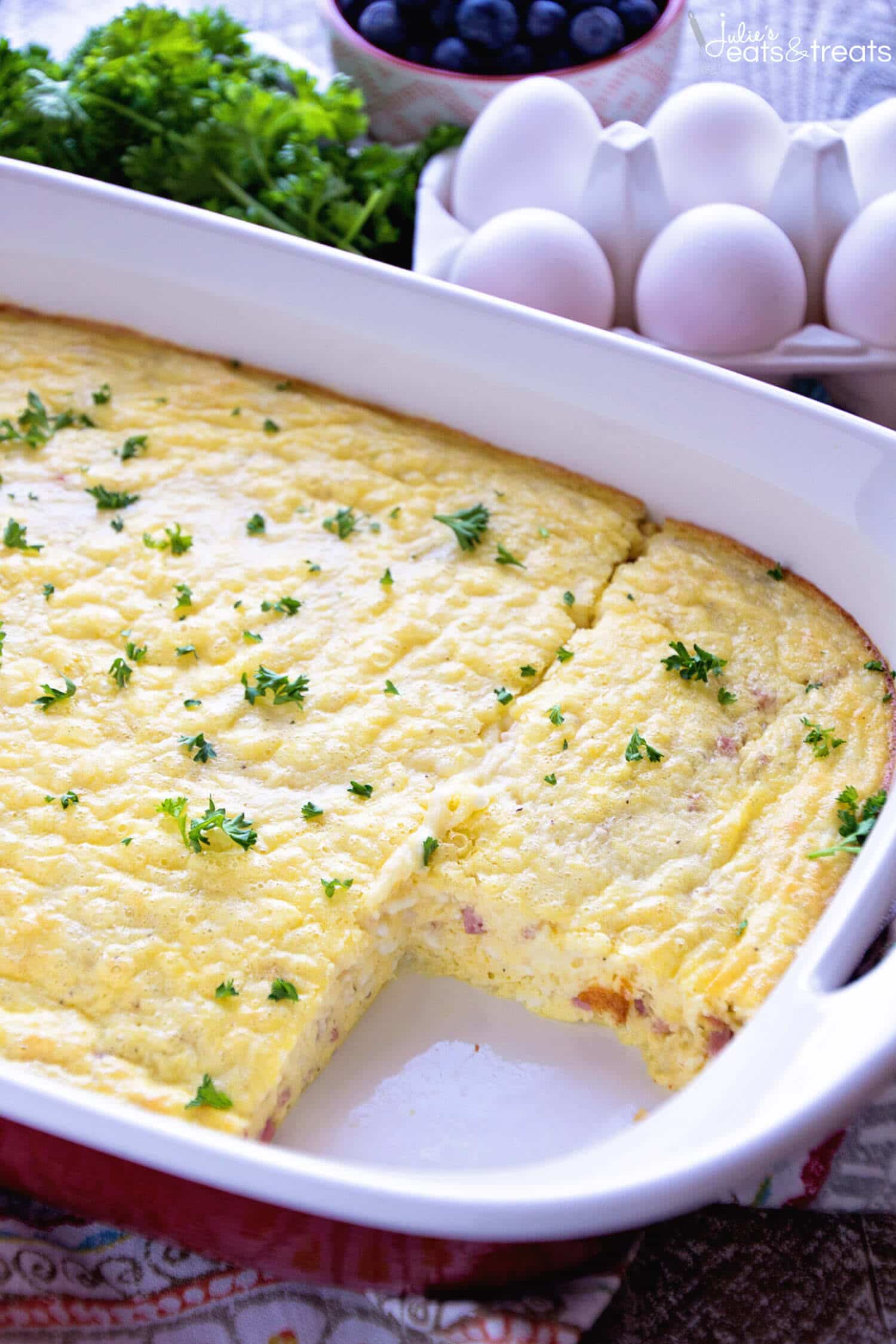 Cheesy Ham Oven Baked Omelet Recipe - Julie's Eats & Treats